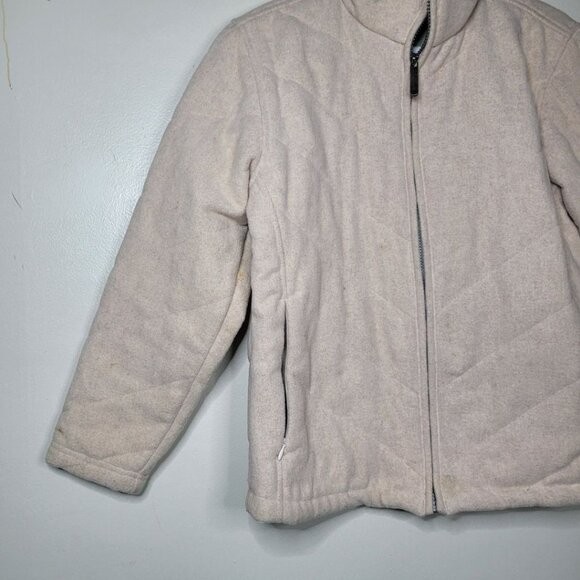 Woolrich Jacket Womens Small Quilted Full Zip Pockets Vanilla Heather 15601 - Picture 10 of 11